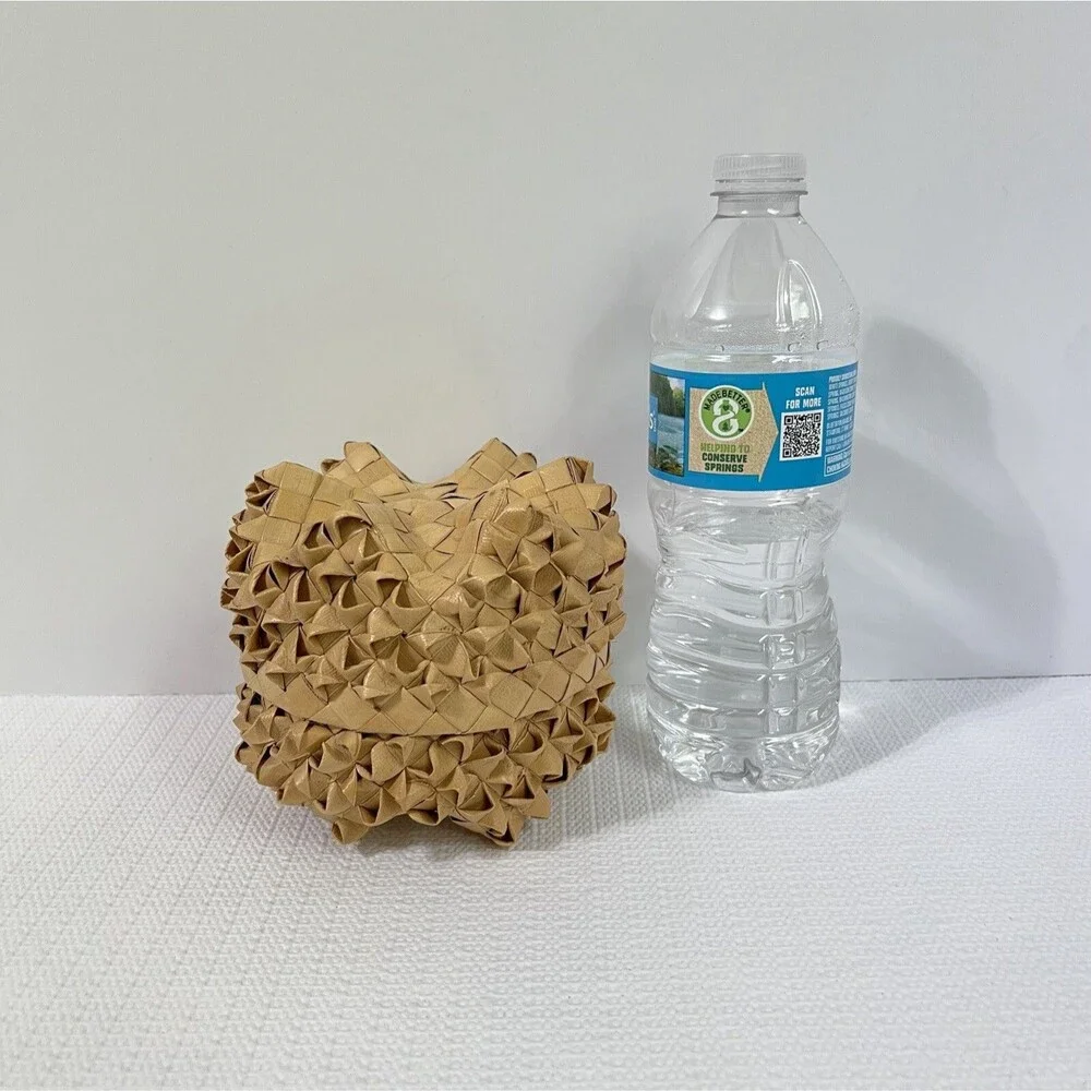 Vintage Porcupine Weave 6 Point Star Basket With Lid Handwoven Hawaiian Lauhala